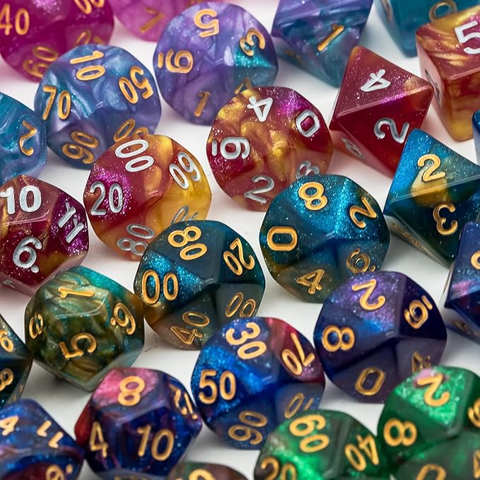 6 Sets DND Dice Polyhedral Dice Set (42pcs) with 1 Large Leather Bag, D&D Die Set for Dungeons and Dragons, RPG Table Games. (6Sets/42Pcs)