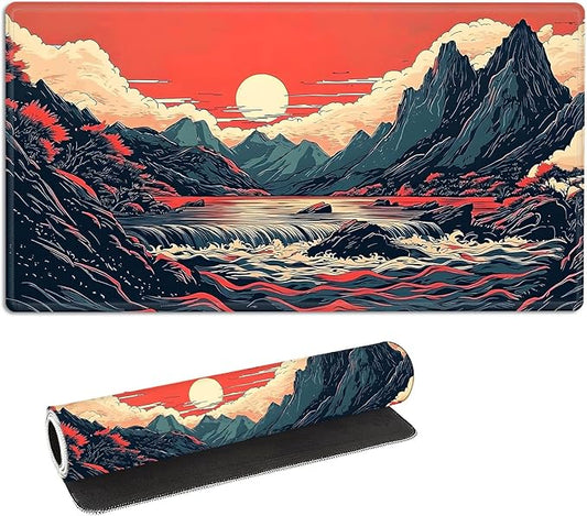 for MTG Playmat with Storage Bag, for TCG Playmat and Playing Card Mat for Magic Board Games, Non-Slip Moutains Desk Mat, Stitched Edges Game Mat, Rollable & Foldable Card Playmat