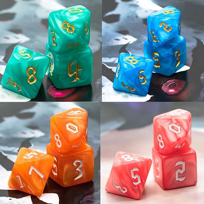 6 Sets DND Dice Polyhedral Dice Set (42pcs) with 1 Large Leather Bag, D&D Dice Set for Dungeons and Dragons, RPG Table Games. (6 Sets Sickle Font Pearl Patte)