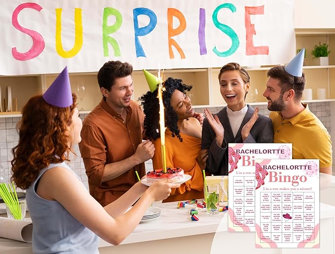 Bachelorette Games Bingo Cards, Wedding Theme Bingo Game, Bachelorette Game for Family Friends Large Multiplayer Group Activities, Newly Wed Party Birthday Favors Gifts -07