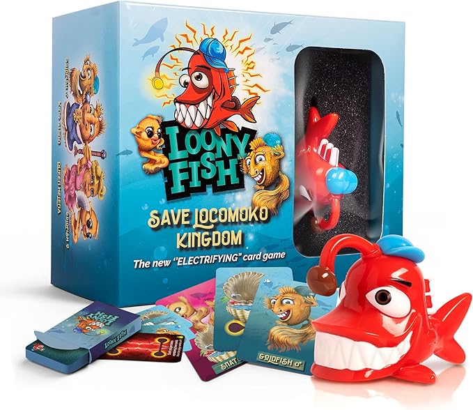 Loonyfish Card Game: Fun, Family-Friendly, Interactive, Electrifying, for Adults, Teens, and Kids, 6 Years and Up, 3 to 5 Players