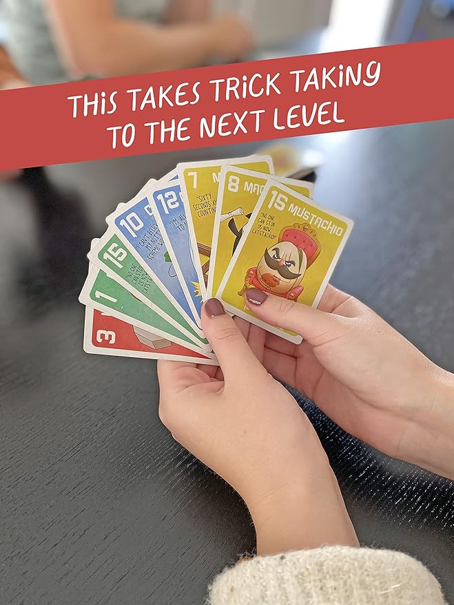 Mustachio- Mustaches Now Included, a Strategy Game of Trickery and Scheming Nuts, Funny Board Games for Teens and Family Night, Card Game for 2-6 Players