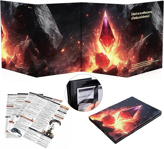 Haxtec DND DM Screen, Dungeons and Dragons Master Screen, Four-Panel with Magnetic Pockets DM Screen for Board Games Masters, TTRPG Accessories D&D Gifts for DM Dungeons Masters
