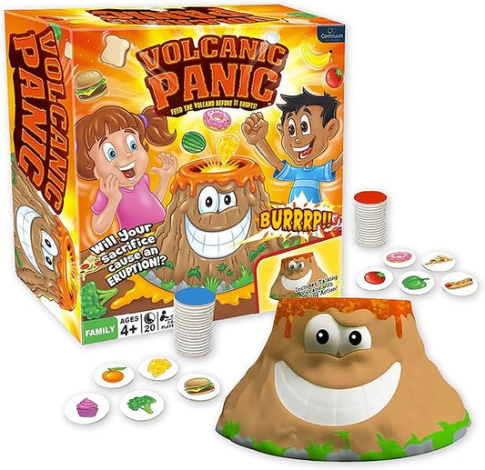 Volcanic Panic the Explosive Memory Matching Family Game by Continuum Games for 2-6 Players Ages 4 and Up - Match Food Tiles, Feed the Volcano Toy, Satisfy its Hunger and Save your Tribe from Eruption