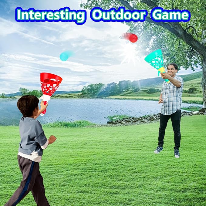 Outdoor Indoor Games Activities for Kids, Pop and Catch Ball Family Games with 2 Launcher Baskets and 10 Balls, Basket Stuffers Birthday Party Gifts Toys for Kids Ages 3 4 5 6 7 8 12+ Years Old