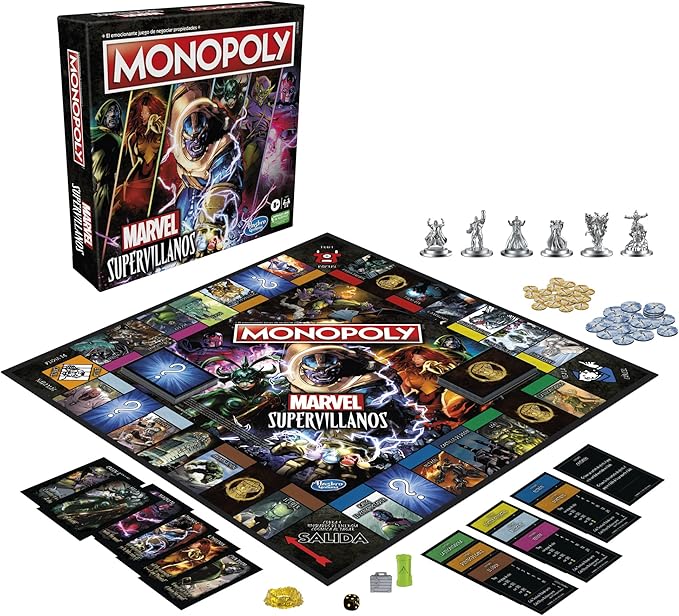 Monopoly: Marvel Super Villains Edition Board Game for Families and Kids Ages 8 and Up, Marvel Game for 2-6 Players