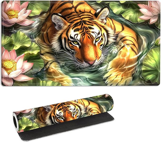 for MTG Playmat with Storage Bag, for TCG Playmat and Playing Card Mat for Magic Board Games, Non-Slip Tiger Desk Mat, Stitched Edges Game Mat, Rollable & Foldable Card Playmat