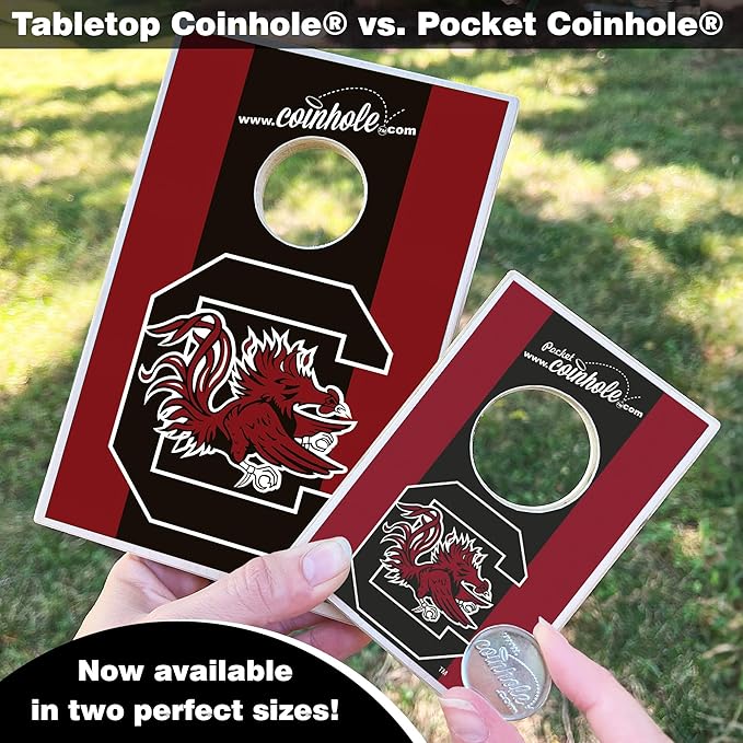 Tabletop Cornhole Game Set | Officially Licensed College Mini Football Cornhole Board Game | Includes Coins