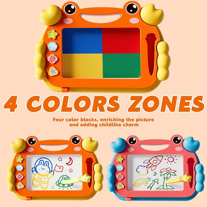 2 Pcs Magnetic Drawing Board, Magnet Doodle Board for Toddler Girls Boys 3 4 5 6 7 Year Old Kids, Montessori Preschool Educational Travel Toys Gift Etch A Colorful Sketch Magnet Erasable Writing Pad