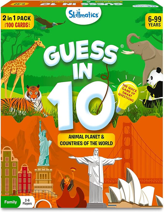 Skillmatics Guess in 10 Animals & Countries Combo, Perfect for Boys, Girls, Kids & Families Who Love Card Games, Educational Toys, Board Games, Trivia, Gifts for Ages 8, 9, 10 & Up