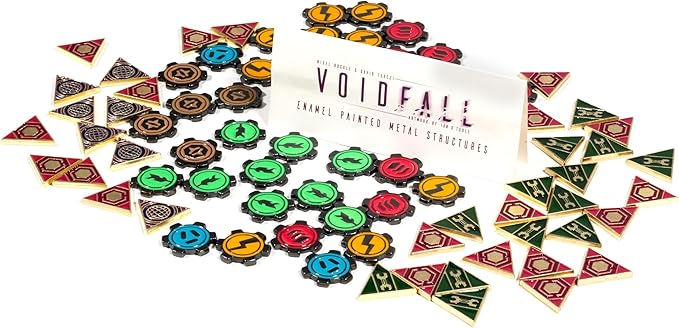 Games Voidfall - Enamel Painted Metal Structures | 72 Premium Double-Sided Metal Tokens for Installations & Guilds | Upgrade for Base Game