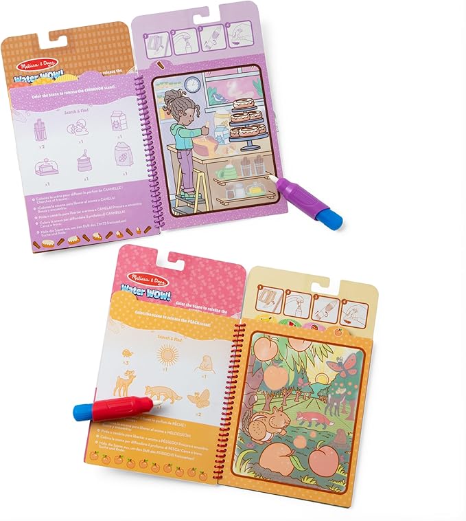 Melissa & Doug Scented Water Wow! Reusable Water-Reveal Coloring Activity Pad 2-Pack Bundle – Fruit, Treats