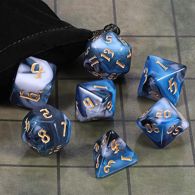 CiaraQ DND Polyhedral Dice Set with Dice Bag for Dungeons and Dragons RPG MTG Role Playing Table Games