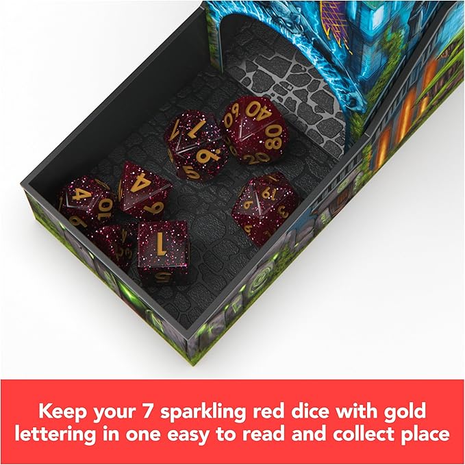 Campaign Dice Tower, Portable 7 Polyhedral Dice Role-Playing Board Games DND Dungeons Dragons MTG Magic The Gathering, for Adults & Kids Ages 8 and up