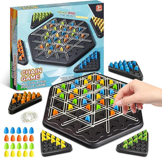 Triangle Chess Game, Geometric Chess Game, Innovative Rubber Board Game Portable Travel-Friendly Fun for Kids and Adults for Family Game Nights, 2 to 4 Players