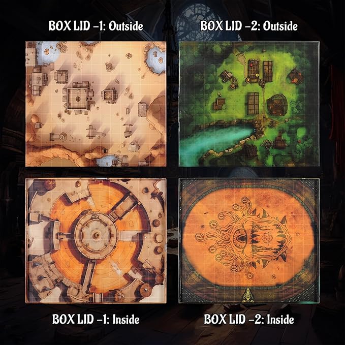 CZYY DND Foldable Mat Dry Erase TTRPG Map Grassland & Desert Two-Sided Cardboard Terrain 27x23 Inches with Square Grid - Portable, Reusable Game Board for D&D, Pathfinder and Tabletop RPGs (Style A)