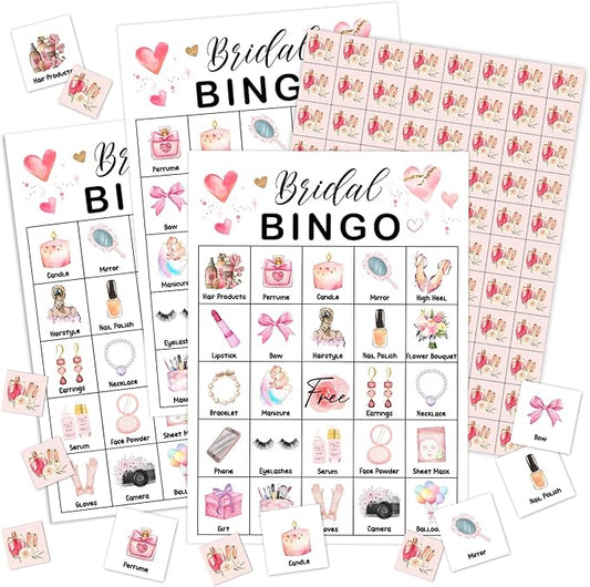 Bridal Shower Bingo Card Set - 24 Players, Wedding Shower Bachelorette Party Activities for Family Friends, Bingo Game Engagement Party Favor Supplies, for Adult Teen -11