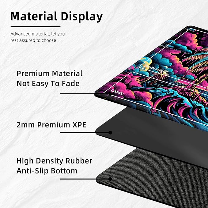 for MTG Playmat with Zones Storage Bag,for TCG Playmat and Playing Card Mat for Magic Board Games, Colorful Beach Non Slip Stitched Edges Game Mat, Rollable Foldable Card Playmats
