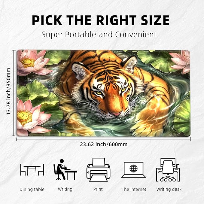 for MTG Playmat with Zones Storage Bag, for TCG Playmat and Playing Card Mat for Magic Board Games, Tiger Non-Slip Stitched Edges Game Mat, Rollable Foldable Card Playmats
