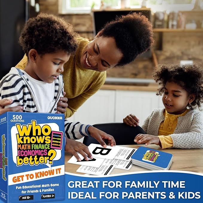 QUOKKA Board Games for Kids 8-12 and Family - STEM Card Game for Kids Age 12+ - Who Knows Math Finance Economics Better? - Educational Quiz with 500+ Questions - Great for Learning and Game Night