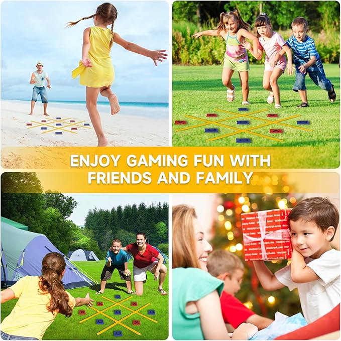 Giant Tic Tac Toe Bean Bag Toss Games for Kids Adults Family, Large Outside Lawn Yard Backyard Carnival Field Day Game, Beach Picnic Camping Birthday Party Family Reunion Games