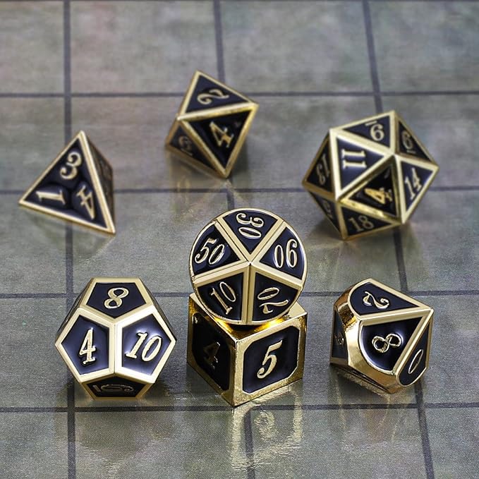 CiaraQ DND Metal Polyhedral Dice Set with Dice Bag for Dungeons and Dragons RPG MTG Role Playing Table Games