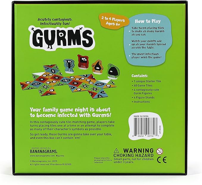 Bananagrams Gurms: Tile Matching Game for Family and Kids Age 6+ 2-4 Players