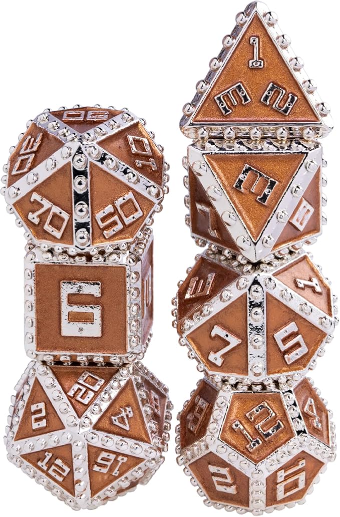 UDIXI Metal Dice Set, Metal DND Dice Set Rivet D&D Set for Dungeons and Dragons Role Playing Games (Pumpkin Color)