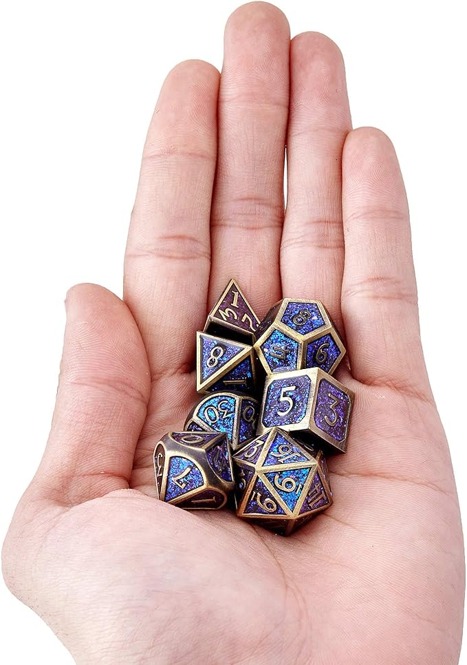 Metal Dice Set D&D Dragon and Dungeon Polyhedral Metal Dice, Punk Style Role-Play RPG Explorer MTG Pioneer Game DND Dice Set (7 Pieces)