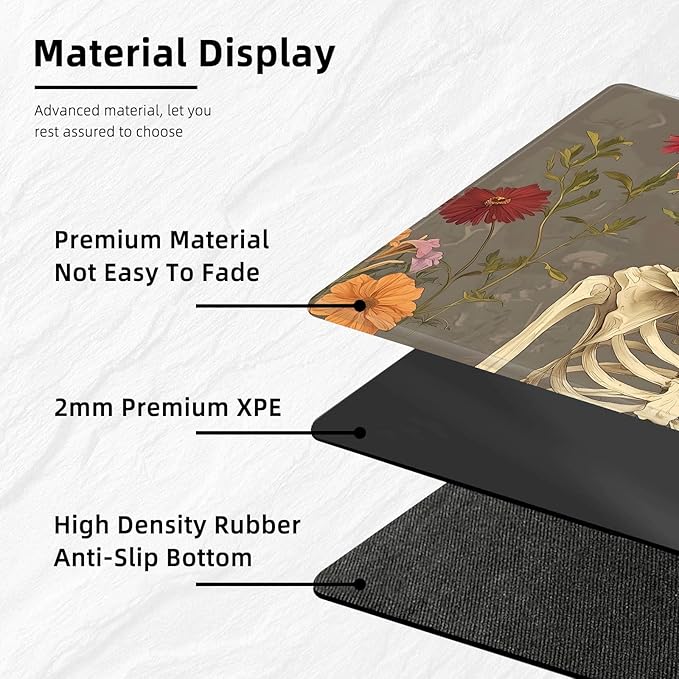 for MTG Playmat with Storage Bags, Card Playmat for TCG Card Playing Game,Rollable & Foldable for PTCG and Board Game Mat for Cards,Non-Slip Skull Flower Desk Mat for Home Office