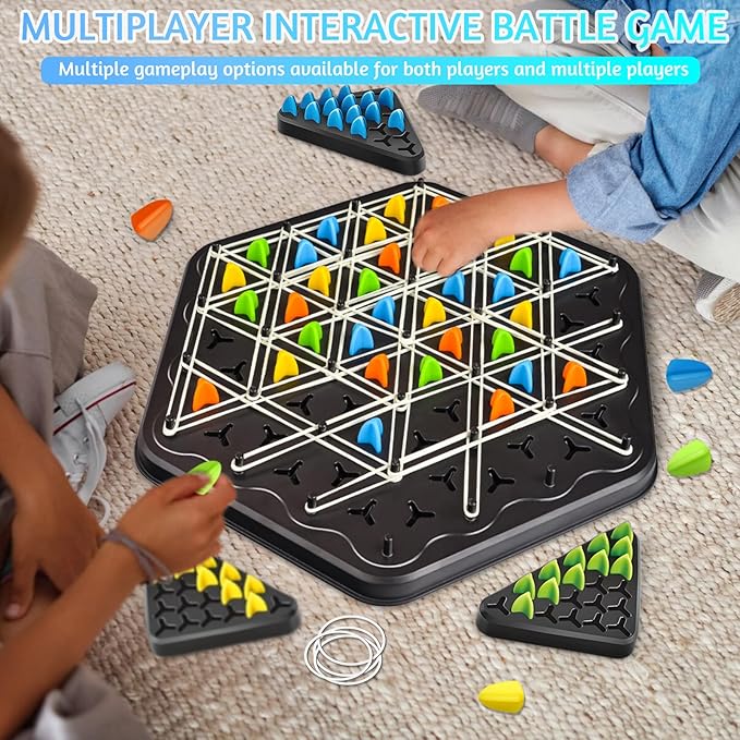 Triangle Chess Game, Geometric Chess Game, Innovative Rubber Board Game Portable Travel-Friendly Fun for Kids and Adults for Family Game Nights, 2 to 4 Players