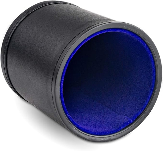 Leather Dice Cup for Board Games, Navy Blue Felt Lining