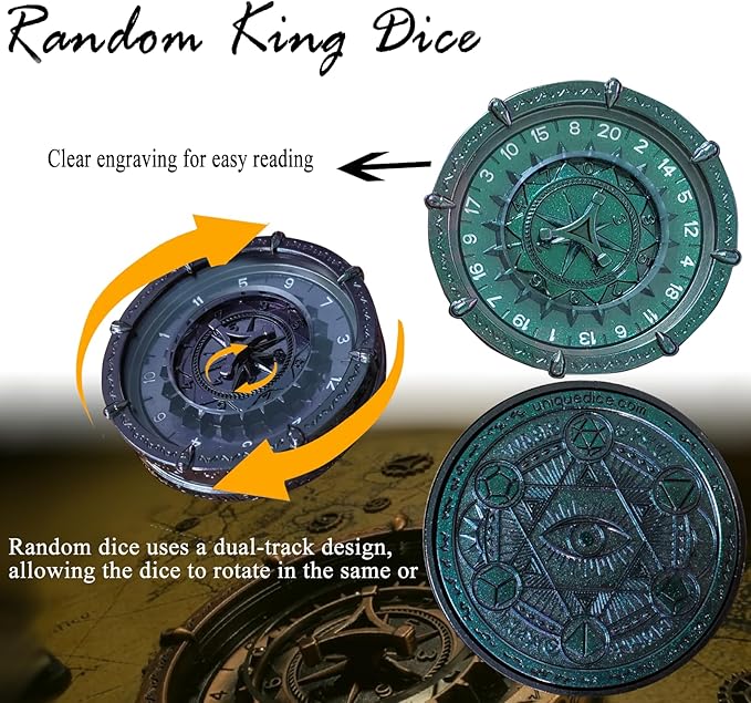 Metal DND Wand Dice Set with 7-in-2 Spinning Wheels - Provide Over 30+ Combination Gameplay Options, Color Changing Random dice Magic Circle for Dungeons and Dragon 40K RPG