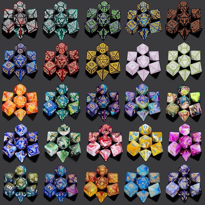 QMAY Polyhedral Dice - 48PCS Mystery Dice Set, Various Styles, Random DND Dice Patterns & Dice Bag, 6 Mystery Bags, D&D Gifts for Dungeons and Dragons, RPG, MTG,Role Playing Table Game