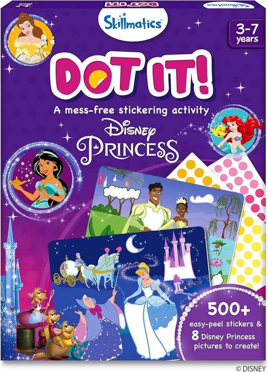 Skillmatics Dot It Sticker Art Activity - Disney Princess, Mess-Free Fun for Kids, 500+ Stickers, Craft Kits, DIY Scrapbooking Activity, Travel Toys, Gifts for Girls & Boys Ages 3, 4, 5, 6, 7