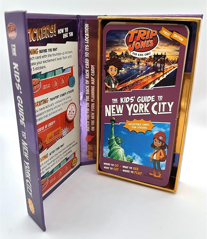 Trip Jones The Kids' Guide to New York City - Collectible Cards, Travel Spots to Play-Eat-See-Explore, Adventure & Learn, Storage Box, Stickers, Age 6+