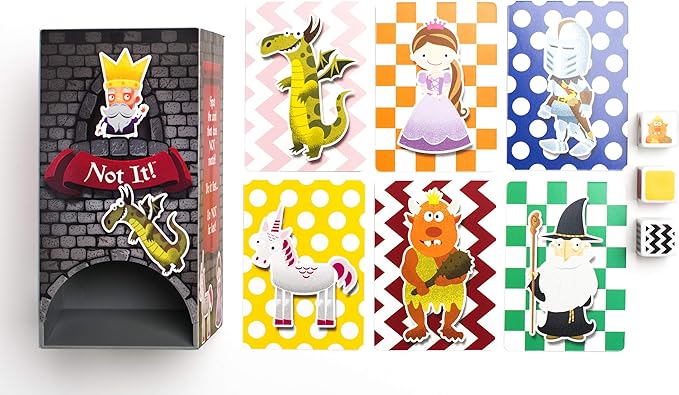 Not It Dice Games for Kids Strategy Game for Family Night Fun Card Game Stocking Stuffer Gift 3+ Players Ages 6+ Castle Land