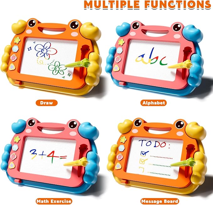 2 Pcs Magnetic Drawing Board, Magnet Doodle Board for Toddler Girls Boys 3 4 5 6 7 Year Old Kids, Montessori Preschool Educational Travel Toys Gift Etch A Colorful Sketch Magnet Erasable Writing Pad