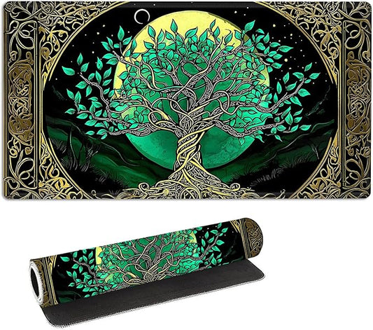 for MTG Playmat with Storage Bags, Card Playmat for TCG Card Playing Game,Rollable & Foldable for PTCG and Board Game Mat for Cards,Non-Slip Celtic Tree of Life Desk Mat for Home Office