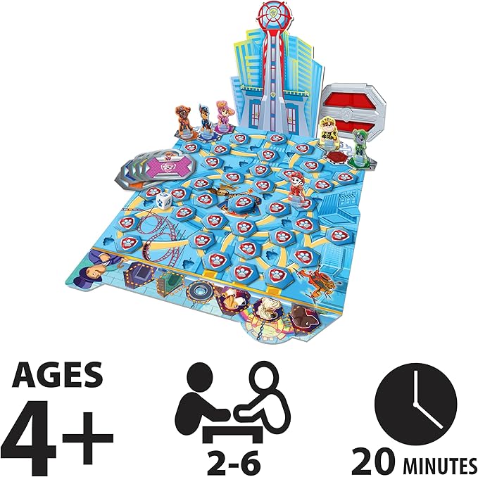 PAW Patrol: The Movie, Adventure City Lookout Tower Board Game Chase Marshall Skye Ryder Rubble, for Preschoolers, Kids, & Families Ages 4 and up