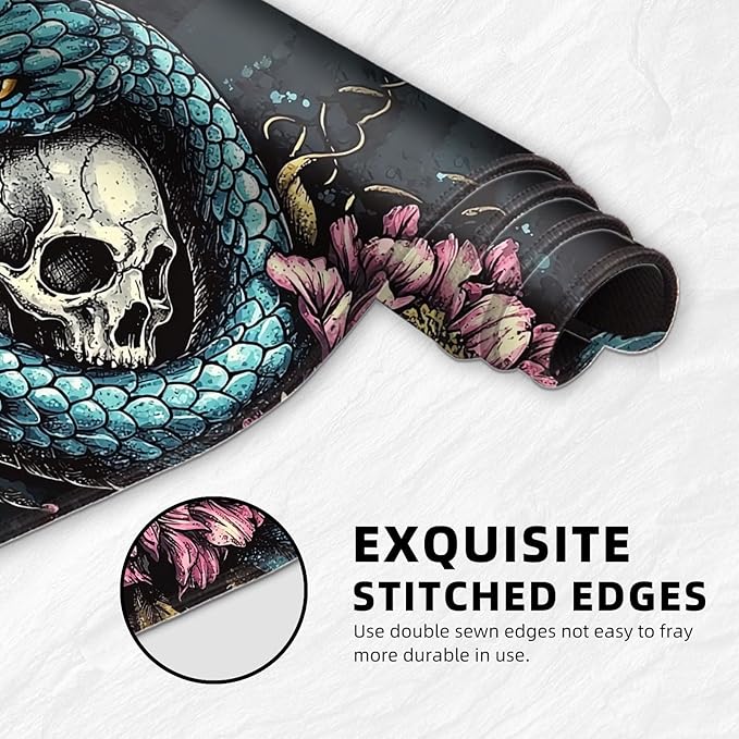 for MTG Playmat with Storage Bag, for TCG Playmat and Playing Card Mat for Magic Board Games, Non-Slip Snake Skull Desk Mat, Stitched Edges Game Mat, Rollable & Foldable Card Play mat