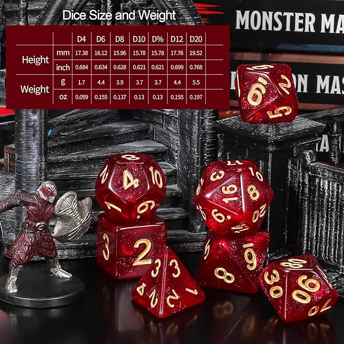 QMay DND Dice Set 10x7 (70 Pieces) Polyhedral Dice for Dungeons and Dragons D&D RPG MTG Role Playing Games with 1 Drawstring Bag