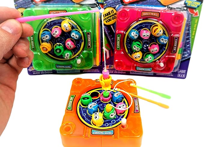 JA-RU Pocket Travel Toy Set (5 Toys) Kids Mini Handheld Games. Pinball Machine, Finger Basketball, Fishing Game, Magnetic Beard, & Small Tic Tac Toe. Party Favors. 3255-3258-3257-3205-3256p