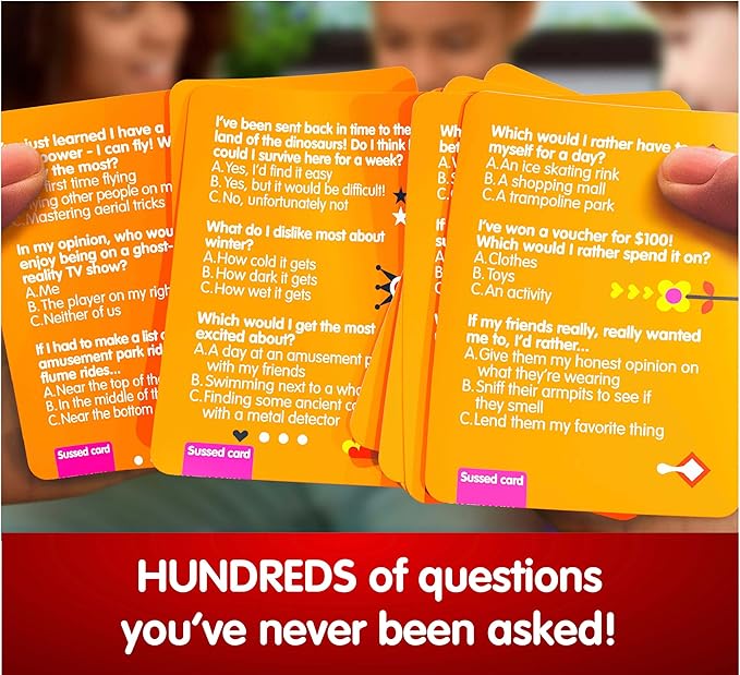 SUSSED The Wacky ‘What Would You Do?’ Family Card Game - Fun & Easy for Kids - Travel Game, Road Trip Essential & Car Activity - Ages 7 & Up - Orange Pack