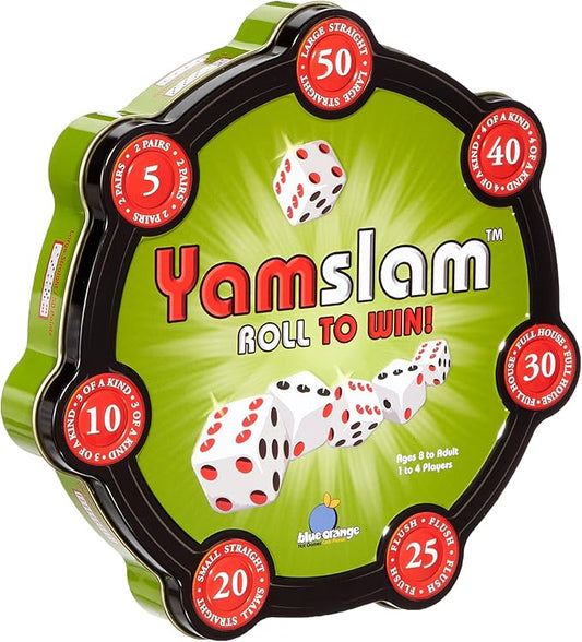 Tabletop Dice Game, Fast-Playing Strategy Party Game, for Kids Teens Adults Family Game Nights, Felt Lined Interior Poker Chips, 1 to 4 Players, Ages 8+, Yamslam by Blue Orange Games
