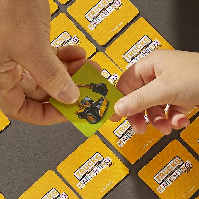 Hasbro Gaming Trucks Matching Game, Fun Preschool Board Game for 1+ Players, Memory Card Games for Kids, Set, Ages 3+ (Amazon Exclusive)
