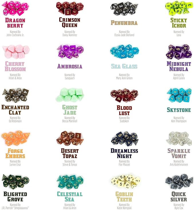 Wiz Dice DND Dice Set - 140 Pieces Total (20 Sets of 7 Dice in Unique Colors) & Storage D&D Dice Bag-Polyhedral Role Playing Dice - Perfect DND Accessories for TTRPG Dice Games - Bag of Tricks