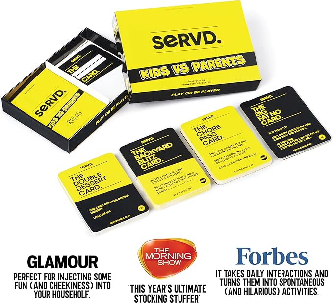 SERVD - Kids Vs Parents - The Hilarious Real-Life Family Card Game | The Ultimate Gift for Christmas, Birthday & Family Fun | Unique Strategy Game for Kids, Teens, Parents & Whole Family