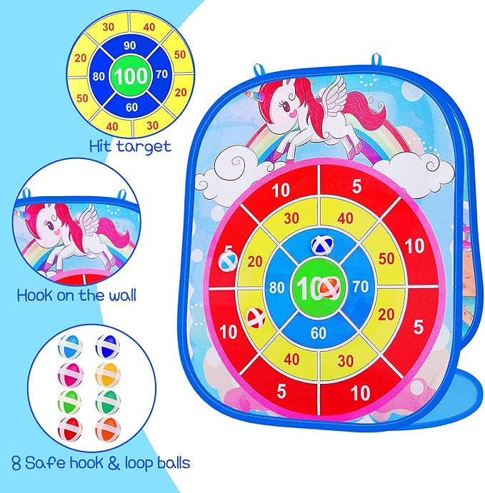 3 in 1 Bean Bag Toss Game for Toddler Easter Party Corn Holes Outdoor Indoor Dart Board Toys with 8 Bean Bags & 8 Sticky Balls Beach Yard Lawn Toddler Games Gift for Boys Girls Age 2-4 3-5 4-8 Kids