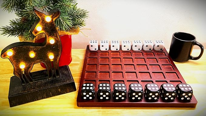 Dice Battle, 2 Player Board Games, Durable 2 Person Wooden Coffee Table Games for Adults, 2 Player Bar Dice Games, Indoor Tabletop Game & 2 Players Wood Table Top Dice Game (Single(2)/Brown)